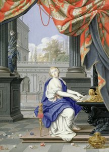 Szent Cecília orgonán játszik (wc és gouache papíron)